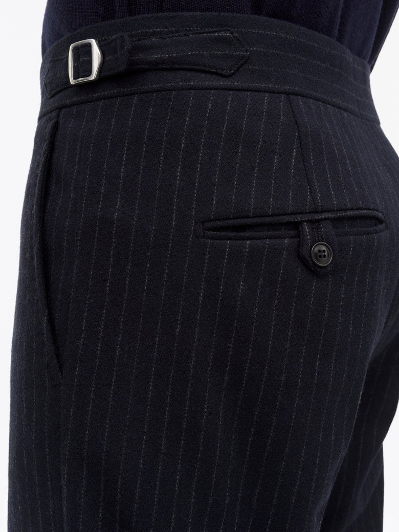 Tense A Pinstripe Wool Trousers - Blue