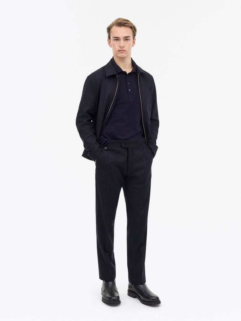Tense A Pinstripe Wool Trousers - Blue