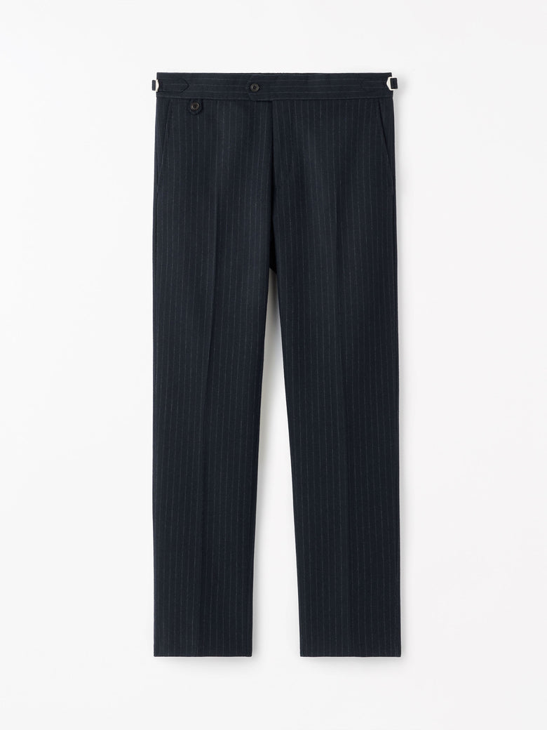 Tense A Pinstripe Wool Trousers - Blue