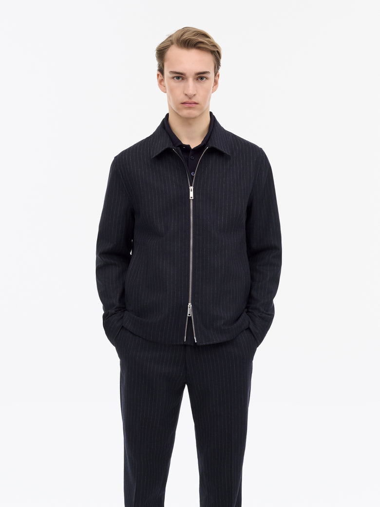 Barnaby C Pinstripe Shirt Jacket - Blue