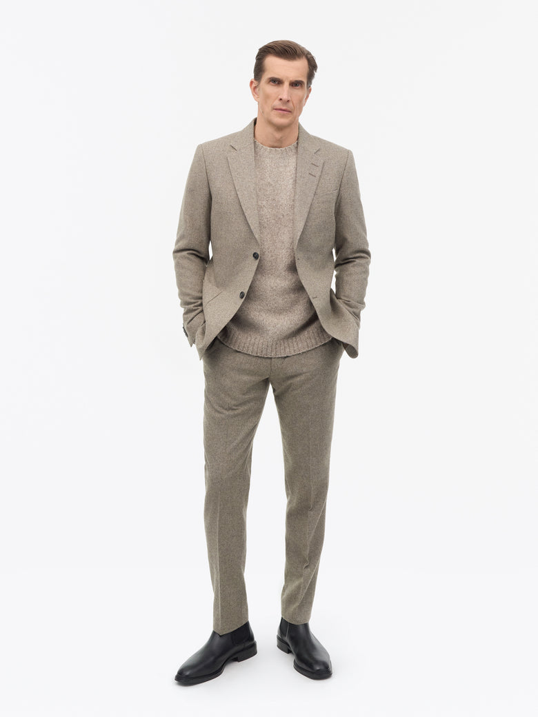 Tenuta Brushed Wool Trousers - Dark Beige