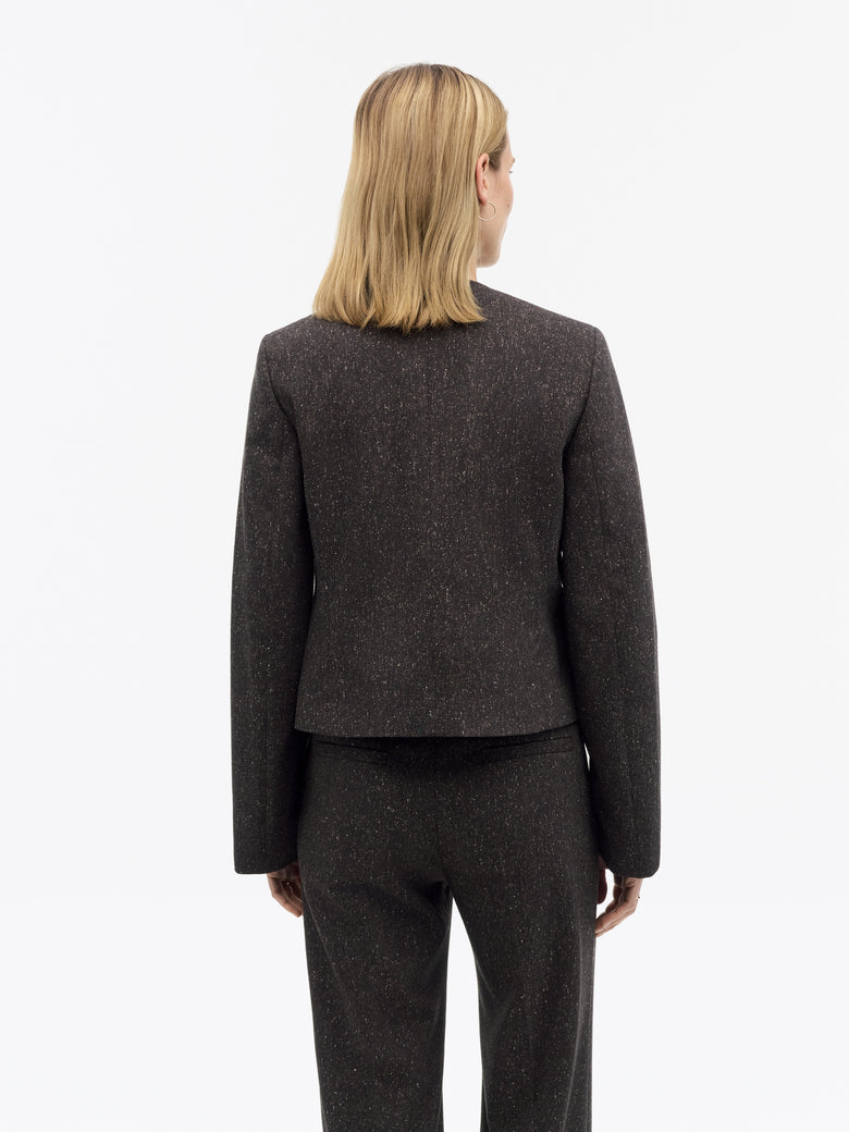 Eleanor Flecked Wool Jacket - Dark Purple