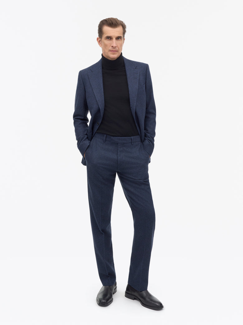 Tense Brushed Micro Wool Trousers - Dark Blue
