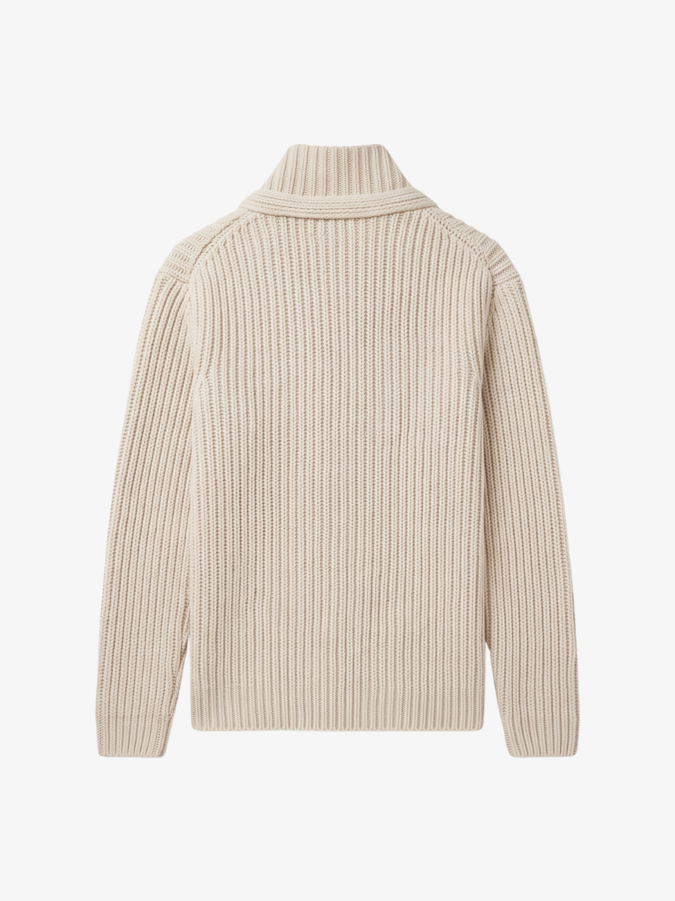 Merino Blend Zip-up Knit Cardigan - Cream