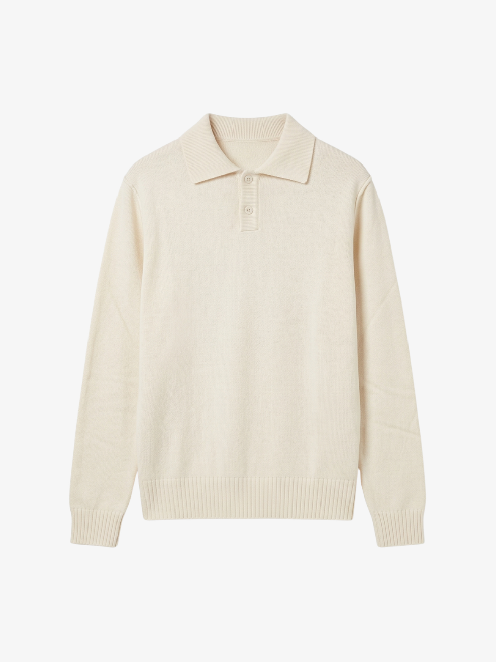 Cashmere Blend Polo Sweater - Cream