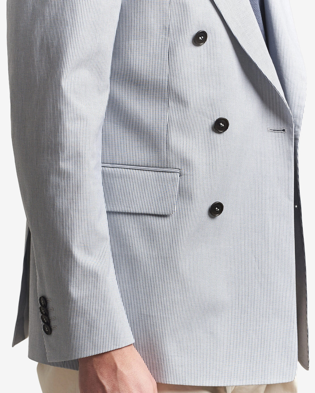 Blazer croisé en coton léger - Bleu orage