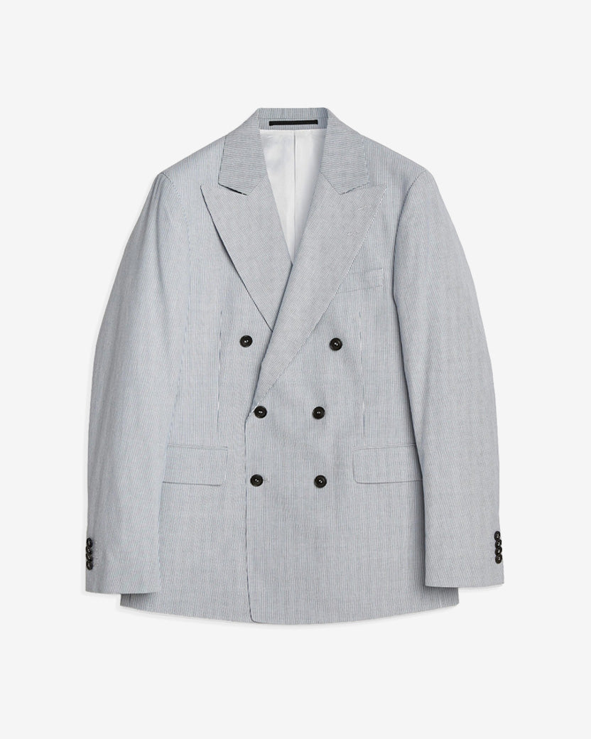Blazer croisé en coton léger - Bleu orage