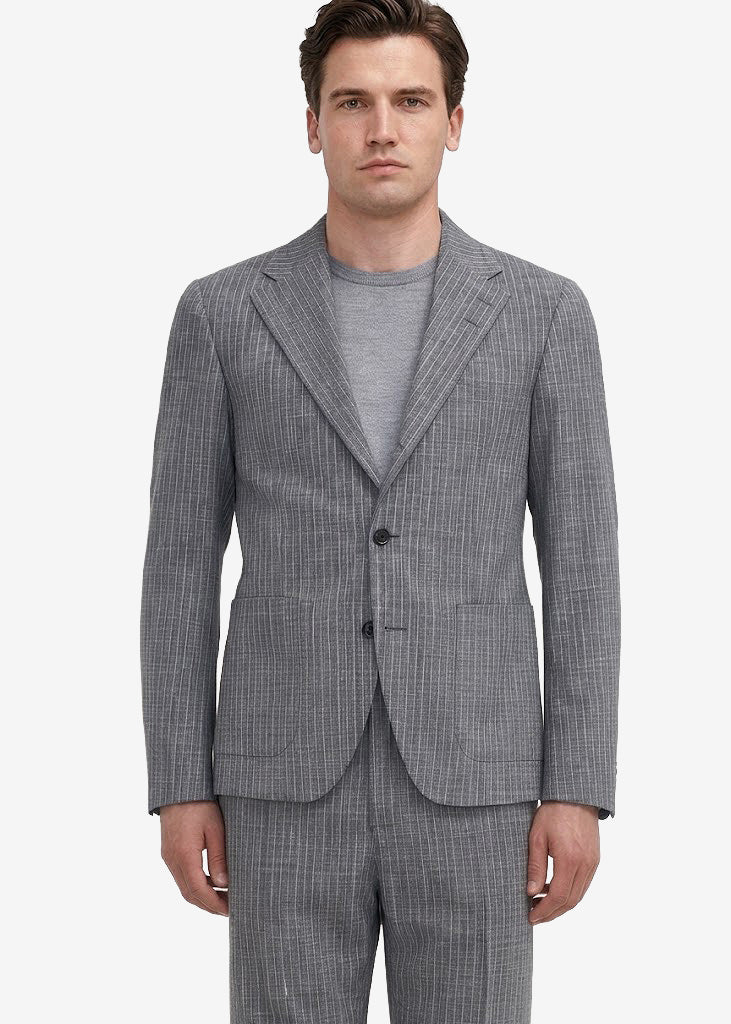 Blazer croisé en coton léger - Bleu orage