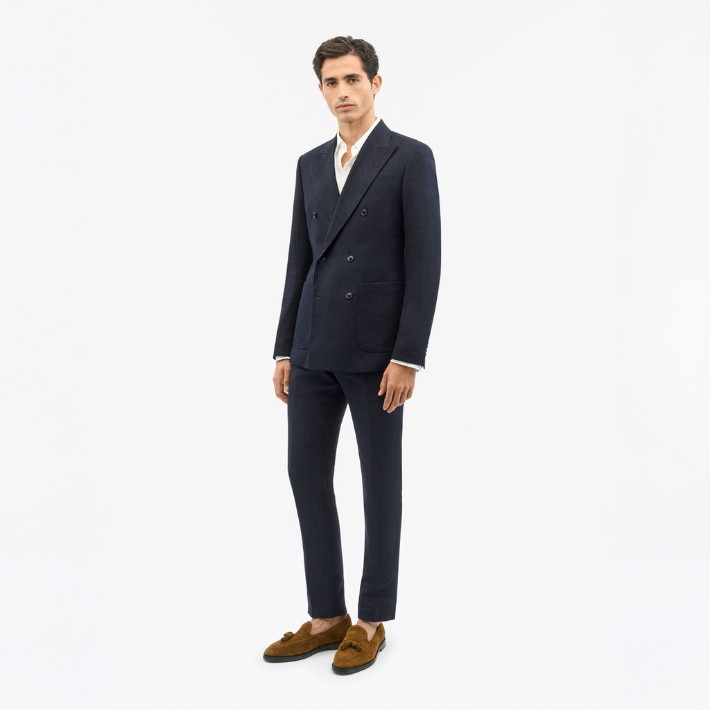 Joachim Double-Breasted Linen Jacket - Midnight Blue