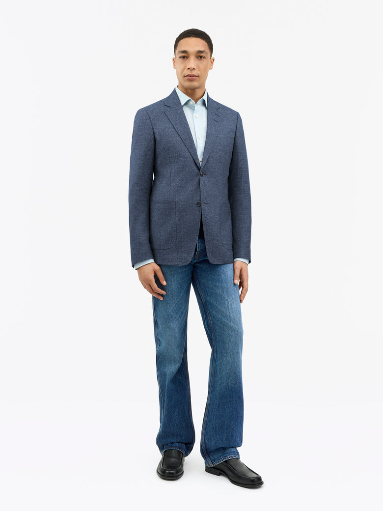 Veste Justin HL en lin et laine - Bleu poussière
