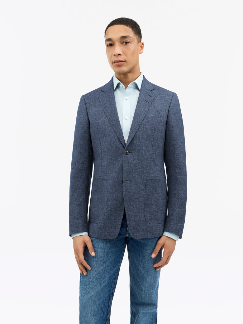Veste Justin HL en lin et laine - Bleu poussière