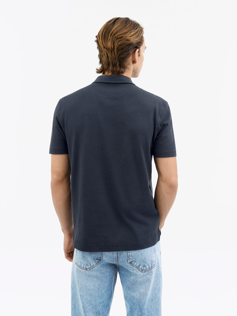Ray Open-Neck Polo Shirt - Light Ink