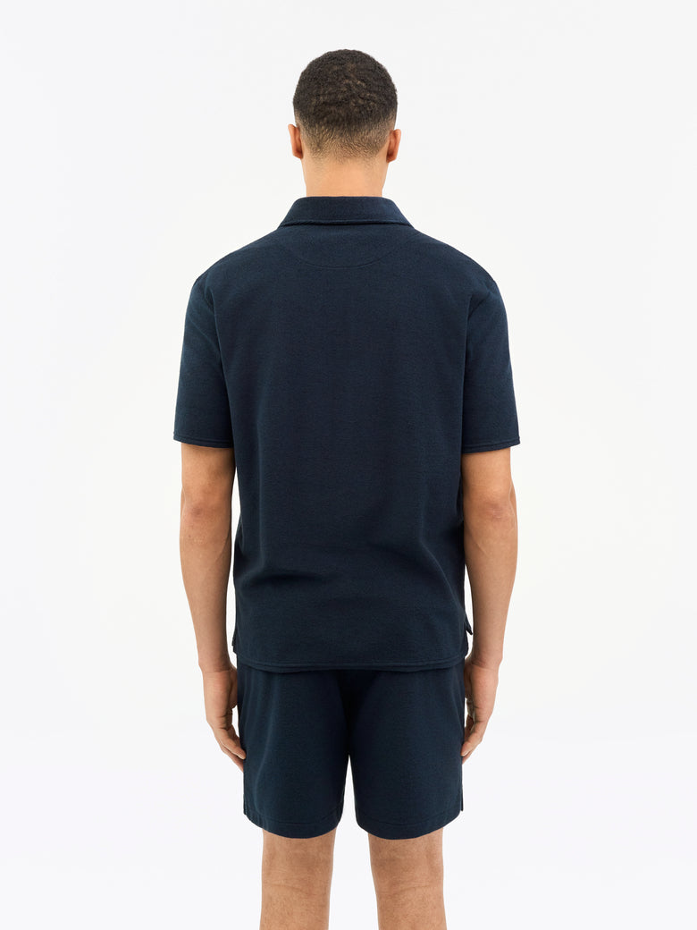 Saint Cotton Terry Polo Shirt - Light Ink