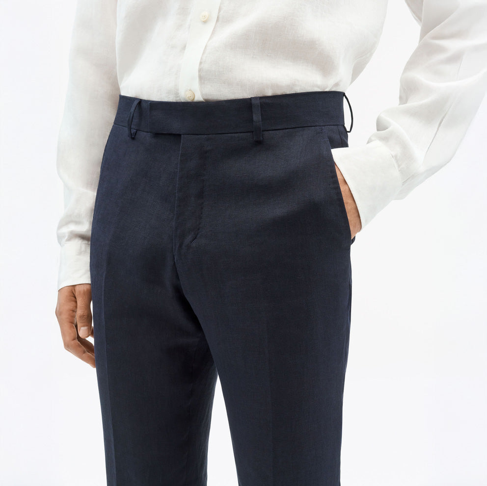 Tenuta Slim-Fit Linen Trousers - Midnight Blue