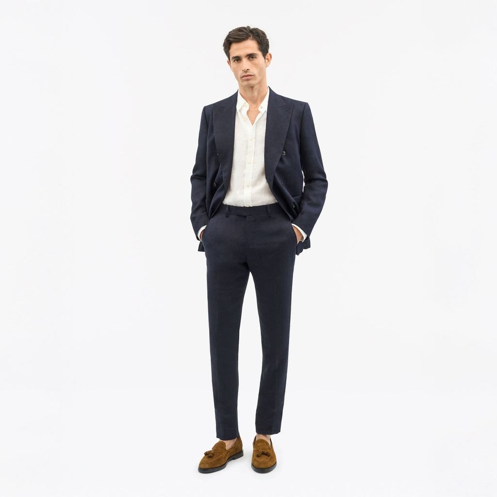 Tenuta Slim-Fit Linen Trousers - Midnight Blue