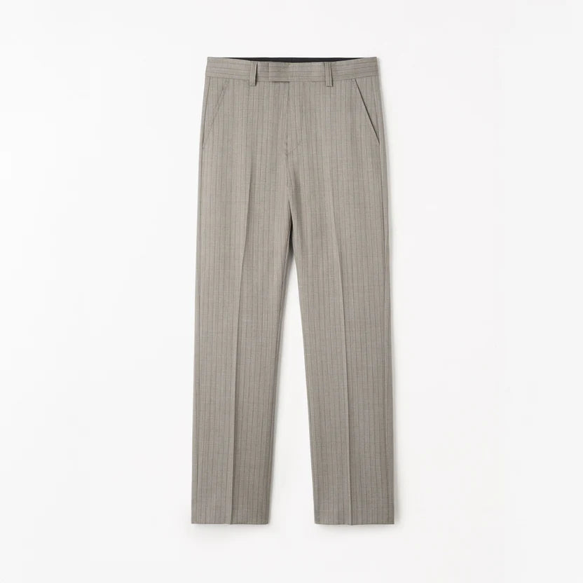 Tommie Pinstriped Wool Trousers - Clay